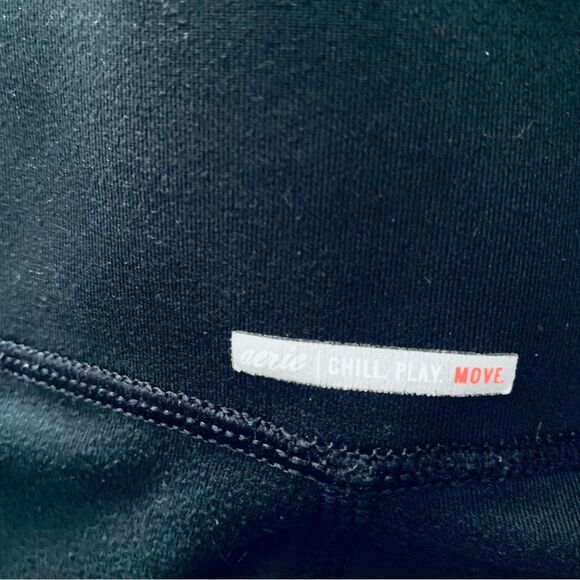 aerie Black Mesh High-Rise/Waisted Cropped 23" Leggings | Size: S - Picture 9 of 12